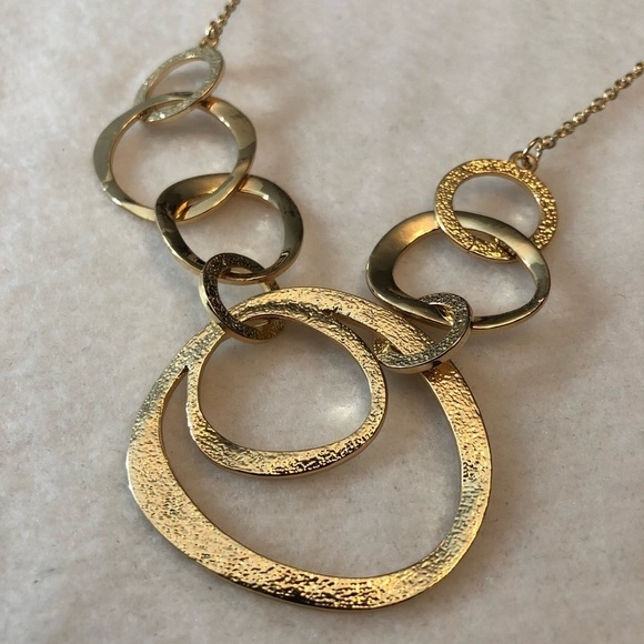 Chunky Statement Necklace 15” Costume Choker Circular Gold Yellow Party Fashion - Picture 3 of 7